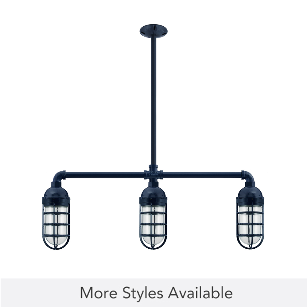 Alliance 3-Light Chandelier, 705-Navy, Topless Shade, CGG-Standard Cast Guard, CLR-Clear Glass