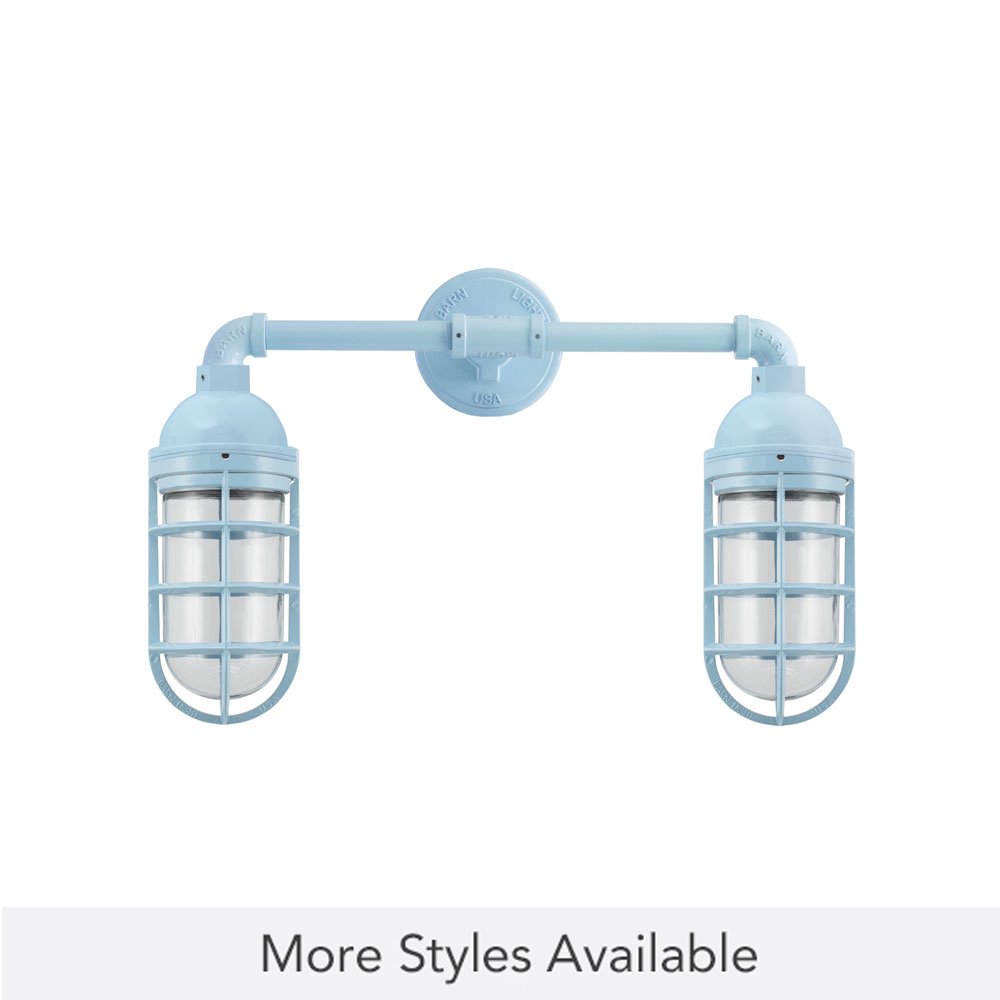 Double Market Industrial Guard Sconce, 715-Delphite, Topless Shade, CGG-Standard Cast Guard, CLR-Clear Glass