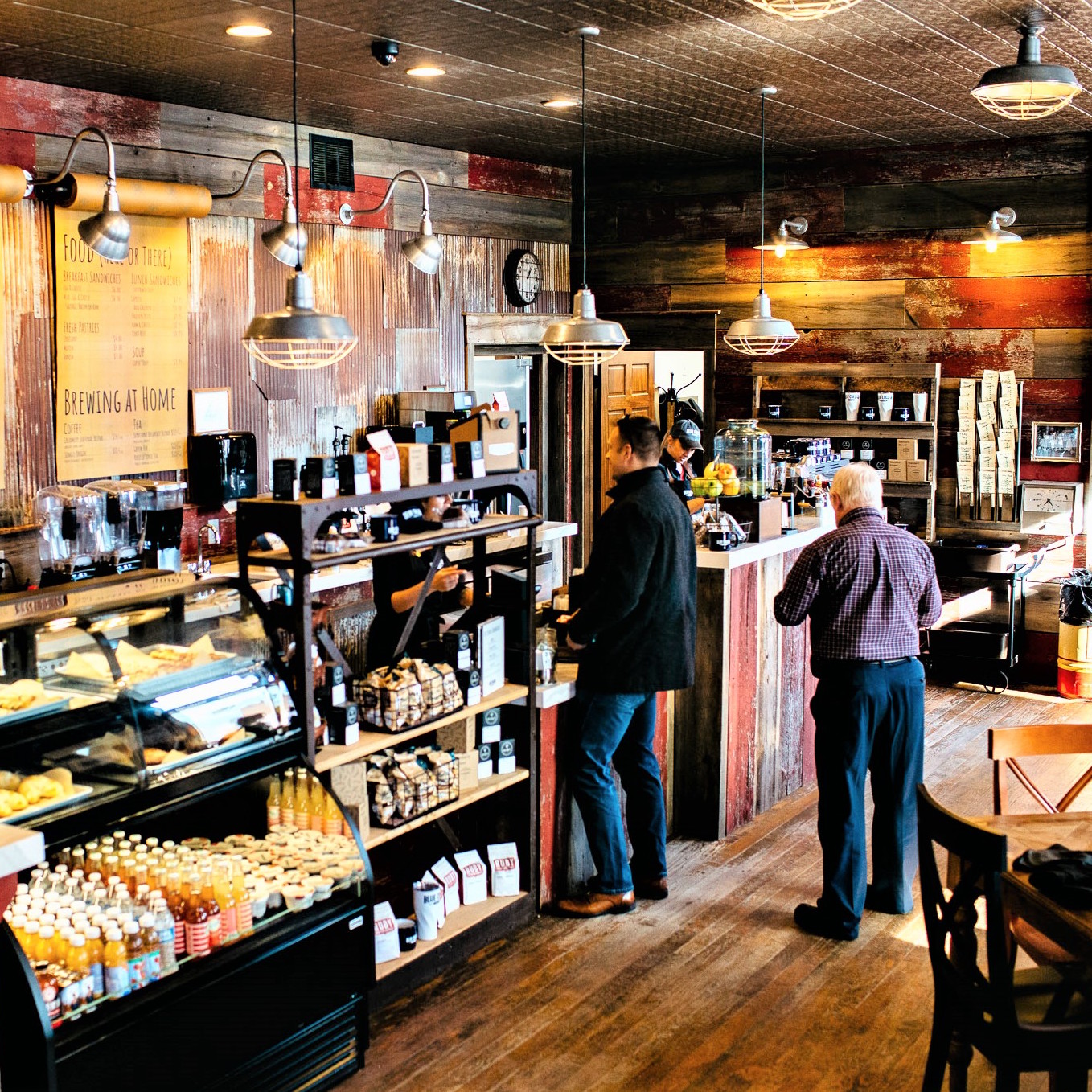Emblem Sign Lights & The Original™ Pendant | Photo Courtesy of Blue Collar Coffee 