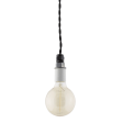 Indy Porcelain Socket Pendant, TBK-Black Cotton Twist Cord, 40W G30 Thread Edison (Not Included)