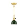 Fargo Stem & Loop Pendant, 300-Dark Green, 12" Stem, Putty Cotton Twist Cord, BP-Brass with Black Paddle Switch