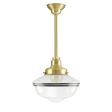 Primary Schoolhouse Stem Mount, 997-Natural Raw Brass, Large Clear Glass, Double Painted Band, 100-Black