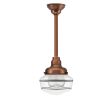 Primary Schoolhouse Stem Mount, 996-Natural Weathered Copper, Small Clear Glass, Triple Painted Band, 100-Black