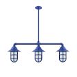 Alliance 3-Light Chandelier, 700-Royal Blue, Flared Shade, TGG-Heavy Duty Cast Guard, FST-Frosted Glass