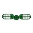 Atomic Topless Double Industrial Guard Sconce, 307-Emerald Green, TGG-Heavy Duty Cast Guard, RIB-Ribbed Glass