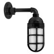 Industrial Guard Sconce, 100-Black, No Shade, TGG-Heavy Duty Cast Guard, FST-Frosted Glass