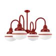 Primary 4-Light Schoolhouse Chandelier, 400-Barn Red, Small Opaque Glass, Double Painted Band