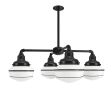 Primary 4-Light Schoolhouse Chandelier, 100-Black, Small Opaque Glass, Triple Painted Band