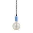 Downtown Minimalist Cord Pendant, 715-Delphite Blue, TWB-Black & White Twist Cord | Nostalgic Edison 40 Watt G30 Light Bulb