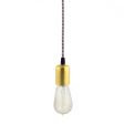 Downtown Minimalist Cord Pendant, 997-Natural Raw Brass, CSBW-Black & White Cloth Cord | Nostalgic Edision 1890 Era 40w Bulb