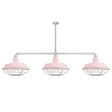 The Original™ 3-Light, 480-Blush Pink, Mounting in 980-Brushed Aluminum, Wire Cage, 975-Galvanized, 24" Arms, 18" Stem