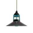14" Wallaby, 100-Black, Guard in 390-Teal, RIB-Ribbed Glass, CSBG-Black & Gold Cloth Cord