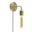 Downtown Minimalist Plug-In Sconce, 997-Natural Raw Brass, CSBG-Gold & Black Cloth Cord, Hairpin 30w Edison-Style Bulb