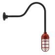 Industrial Guard LED Gooseneck, 400-Barn Red, Topless Shade, CGG-Standard Cast Guard, CLR-Clear Glass, G24 Gooseneck Arm, 100-Black