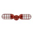 Atomic Topless Double Industrial Guard Sconce, 400-Barn Red, CGG-Standard Cast Guard, FST-Frosted Glass