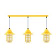 Enterprise LED 3-Light Chandelier, 500-Buttery Yellow, Flared Shade, CGG-Standard Cast Guard, RIB-Ribbed Glass, CSUW-Blue & White Cloth Cord