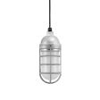 Industrial Guard LED Pendant Light, 975-Galvanized, Topless Shade, CGG-Standard Cast Guard, FST-Frosted Glass, CSB-Black Cloth Cord