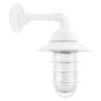 Industrial Guard LED Sconce, 200-White, Flared Shade, WGG-Wire Guard, RIB-Ribbed Glass