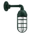Industrial Guard LED Sconce, 300-Dark Green, Topless Shade, CGG-Standard Cast Guard, RIB-Ribbed Glass