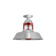 12" Sydney LED, 975-Galvanized, Guard in 400-Barn Red, RIB-Ribbed Glass