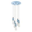 5-Light Downtown Minimalist Chandelier, 715-Delphite, CSW-White Cloth Cord, 1890 Era 40W Edison Bulbs
