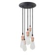 5-Light Indy Industrial Chandelier, Copper Sockets, Black Canopy, SBK-Standard Black Cord, 1890 Era 40W Bulbs