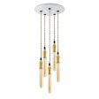 5-Light Raw Brass Chandelier, Canopy in 200-White, TPT-Putty Cotton Twist Cord, 30W Hairpin Edison Bulbs