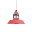 12" Sydney LED, 470-Watermelon, Guard in 390-Teal, RIB-Ribbed Glass, CSB-Black Cloth Cord