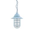Industrial Guard Chain Hung Pendant, 715-Delphite, Flared Shade, CGG-Standard Cast Guard, RIB-Ribbed Glass, CMG-Grey Cloth Cord