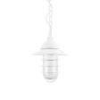Industrial Guard Chain Hung Pendant, 200-White, Flared Shade, WGG-Wire Guard, RIB-Ribbed Glass, CSW-White Cloth Cord