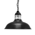 18" Outback LED, 100-Black, Guard in 975-Galvanized, RIB-Ribbed Glass, CSB-Black Cloth Cord