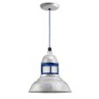 12" Outback LED, 975-Galvanized, Guard in 700-Royal Blue, FST-Frosted Glass, CSUW-Blue & White Cloth Cord