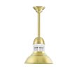 12" Outback, 997-Natural Raw Brass, With Cap Option, Guard in 200-White, RIB-Ribbed Glass, Decorative Canopy Cover