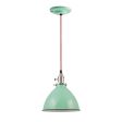 8" Kao Gladstone Pendant, 355-Jadite, Nickel Socket with Knob Switch, CRZ-Red Chevron Cord, Canopy in 311-Jadite