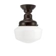 Primary LED Schoolhouse Semi-Flush Mount Light, 999-Natural Oil-Rubbed Copper, Small Opaque Glass