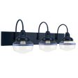 Primary 3-Light Schoolhouse Vanity Light, Clear Glass, 705-Navy Mounting and Fitter Finish, Double Painted Band in 700-Royal Blue