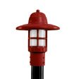 Atomic Industrial Guard Post Mount, 400-Barn Red, HCR-Honey Crackle Glass, Smooth Direct Burial Pole, 100-Black