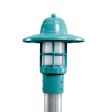 Atomic LED Industrial Guard Post Mount, 390-Teal, CCR-Clear Crackle Glass, Smooth Direct Burial Pole, 975-Galvanized