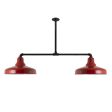 Union 2-Light, 400-Barn Red, 18" Arms, 18" Stem, Mounting in 100-Black