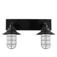 Industrial Guard LED Double Vanity Light, 100-Black, CGG-Standard Cast Guard, 975-Galvanized, FST-Frosted Glass