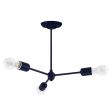 Downtown Minimalist 3-Light Chandelier, 705-Navy, 12" Stem, 25W Victorian Style Edison Bulbs