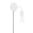 Downtown Minimalist Plug-In Sconce, 200-White, CSBW-Black & White Cloth Cord, 1890 Era 40w Edison-Style Bulb
