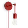 Downtown Minimalist Knuckled Plug-In Sconce, 400-Barn Red, CRZ-Red Chevron Cord, Nostalgic Edison-Style Victorian 25W Bulb