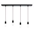 Downtown 4-Light Pendant Chandelier, 100-Black, CSBP-Black & Pink Cloth Cord, Edison-Style 1890 Era Bulbs