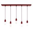 Downtown 5-Light Pendant Chandelier, 400-Barn Red, CSRW-Red & White Cloth Cord, Edison-Style 1890 Era Bulbs