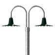 14" Seaside, 300-Dark Green, Double Post Mount, 975-Galvanized, Smooth Direct Burial Pole, 975-Galvanized
