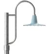 14" Seaside Radial Wave, 715-Delphite, Single Decorative Post Mount, 975-Galvanized, Fluted Direct Burial Pole, 975-Galvanized