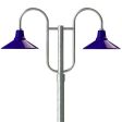 16" Aero, 710-Cobalt Blue, Double Decorative Post Mount, 975-Galvanized, Smooth Direct Burial Pole, 975-Galvanized