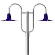 16" Seaside, 710-Cobalt Blue, Double Decorative Post Mount, 975-Galvanized, Smooth Direct Burial Pole, 975-Galvanized