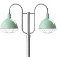 16" Wilcox, 355-Porcelain Jadite, Wire Cage, 975-Galvanized, Double Decorative Post Mount, 975-Galvanized, Smooth Direct Burial Pole, 975-Galvanized